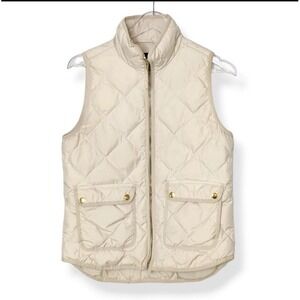 J. Crew Excursion Cream  Down Warm Quilted Puffer Vest Women's Size XS Pockets